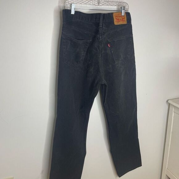 Levis 505 Jeans Men 36 x 34 Black‎ Dark Wash Regular Straight Denim Red Tab Marl - Picture 8 of 9